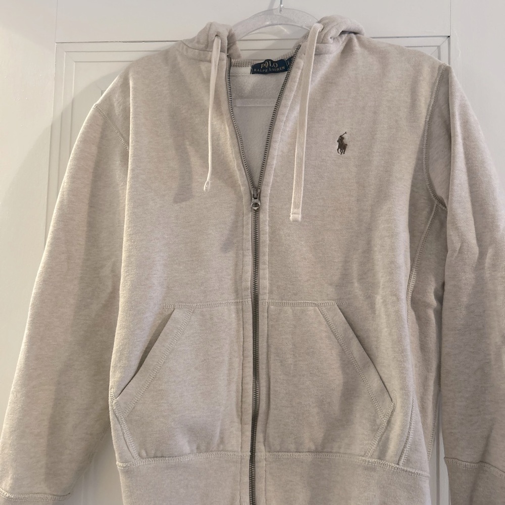 Polo Ralph Lauren Hoodie Mens Small OATMEAL  Full Zip Fleece